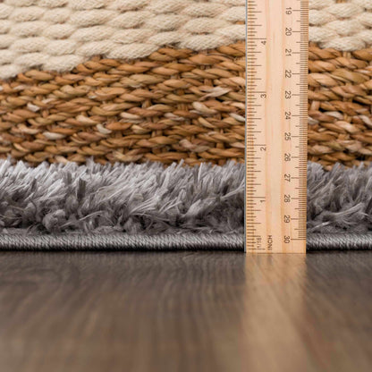 Faina Solid Dark Gray Shag Rug Washable