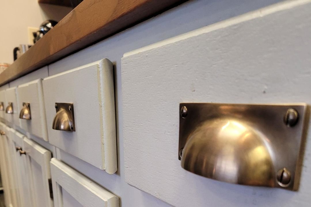 4" Rectangle Bin Pulls - Antique Brass