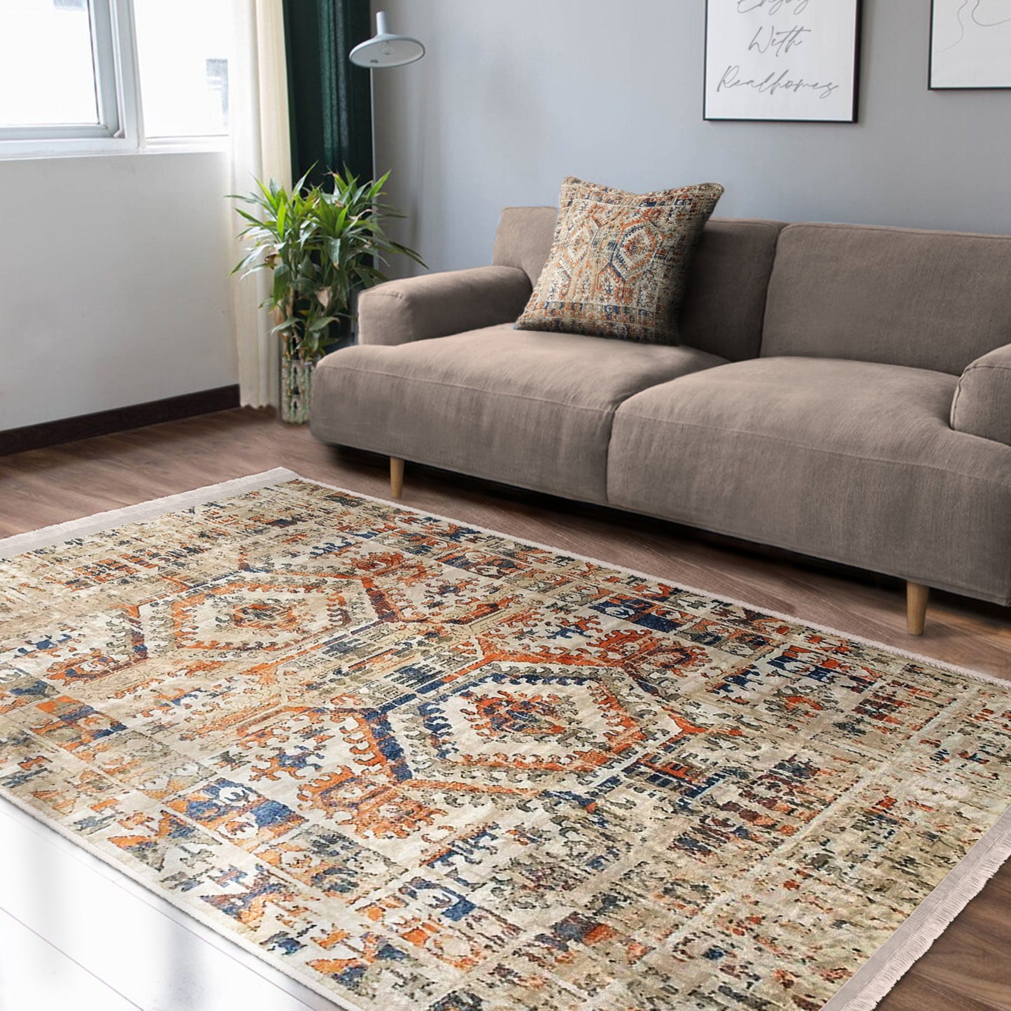 Vintage Living Room Washable Area Rug | Homeezone