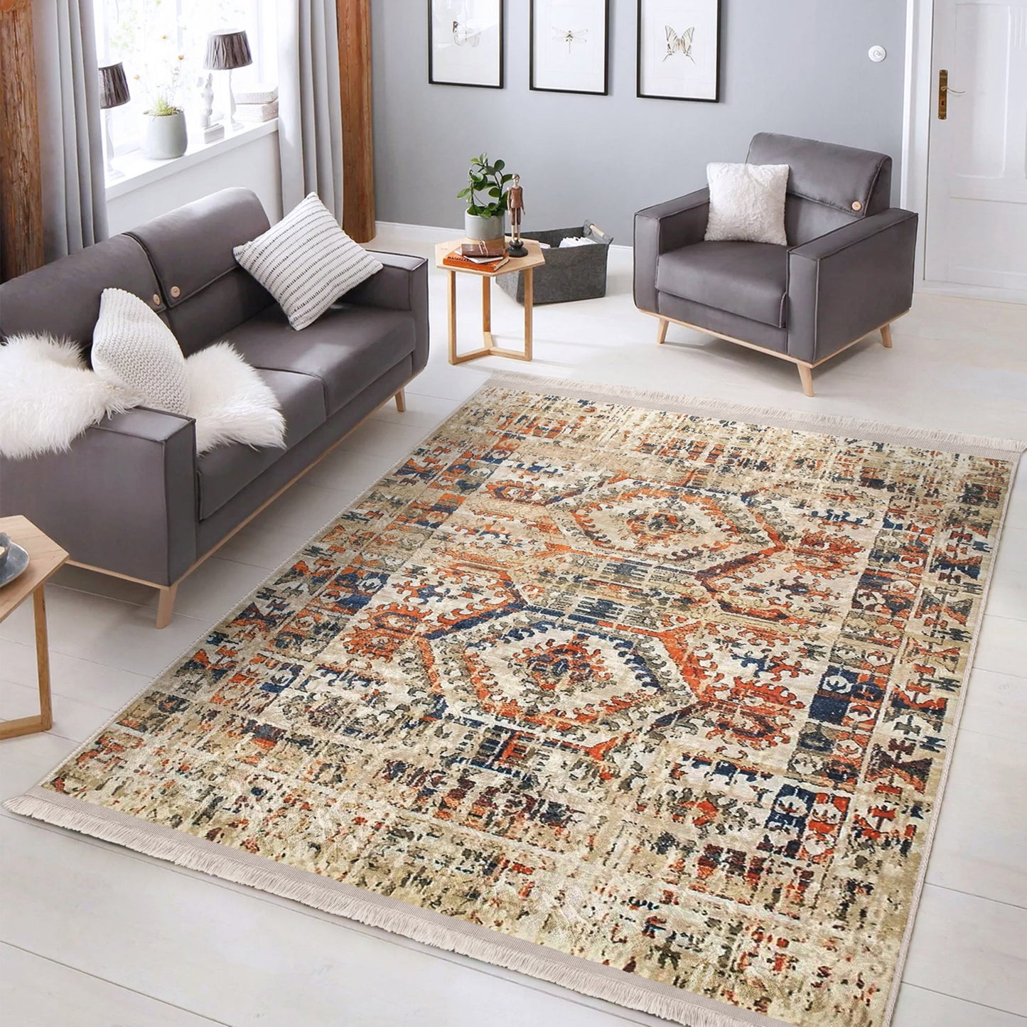 Vintage Living Room Washable Area Rug | Homeezone