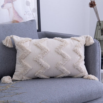 Geometric Cushion Cover With Tassels