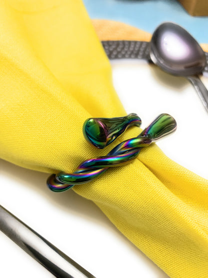 Vibhsa Modern Napkin Rings Set of 4 (Rainbow, Dishwasher Safe)