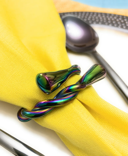 Vibhsa Modern Napkin Rings Set of 4 (Rainbow, Dishwasher Safe)