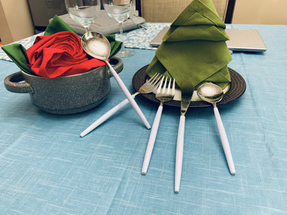 White & Silver Flatware Stainless Steel Set of 20