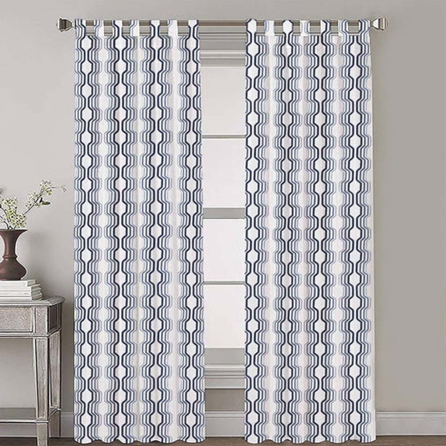 Isla - Set of 2 Panels Crewel Embroidered Curtains | Linen Cotton Mix