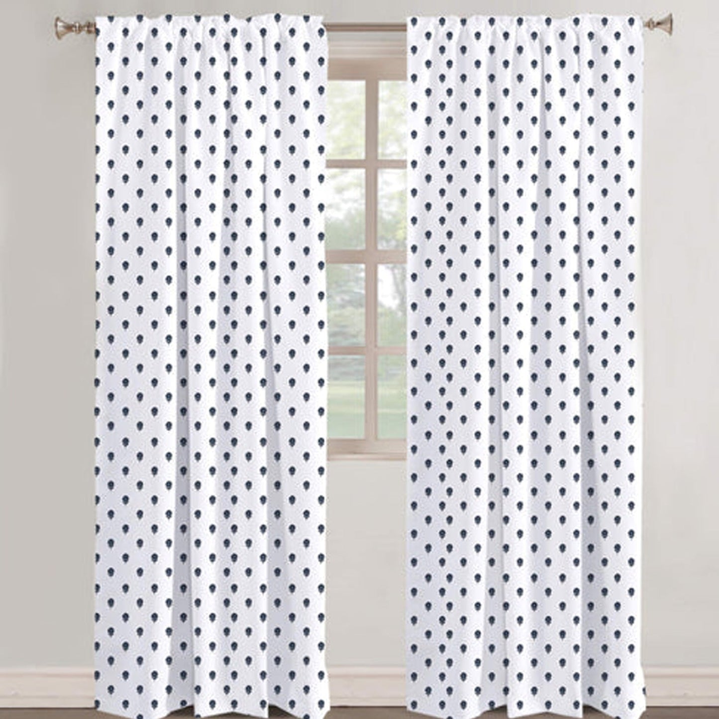 Kyra - Set of 2 Panels Crewel Embroidered Curtains | Linen Cotton Mix
