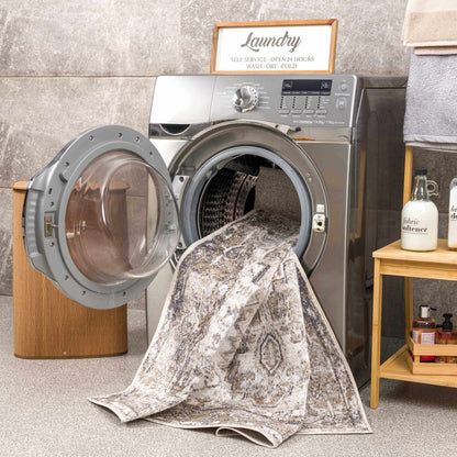 Blue Brown Hera Washable area rug