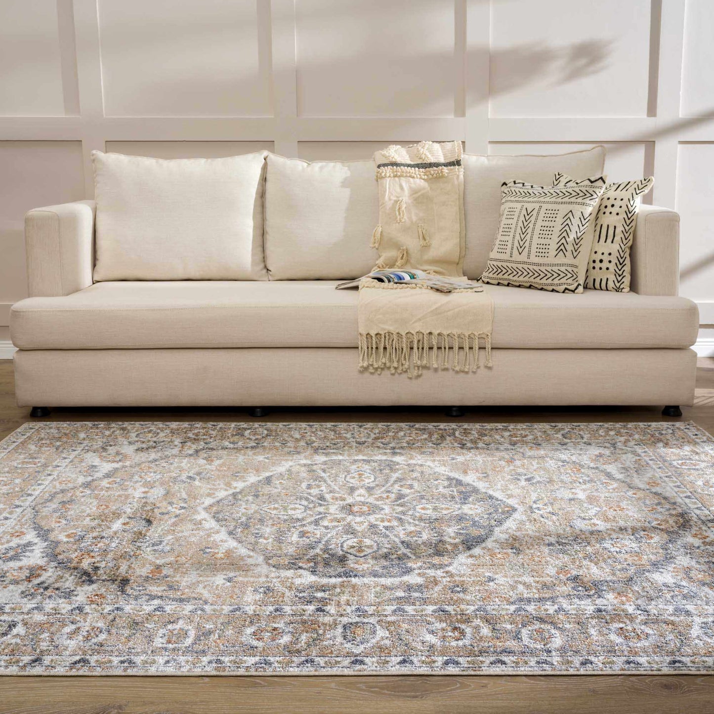Beige Hiti Washable area rug