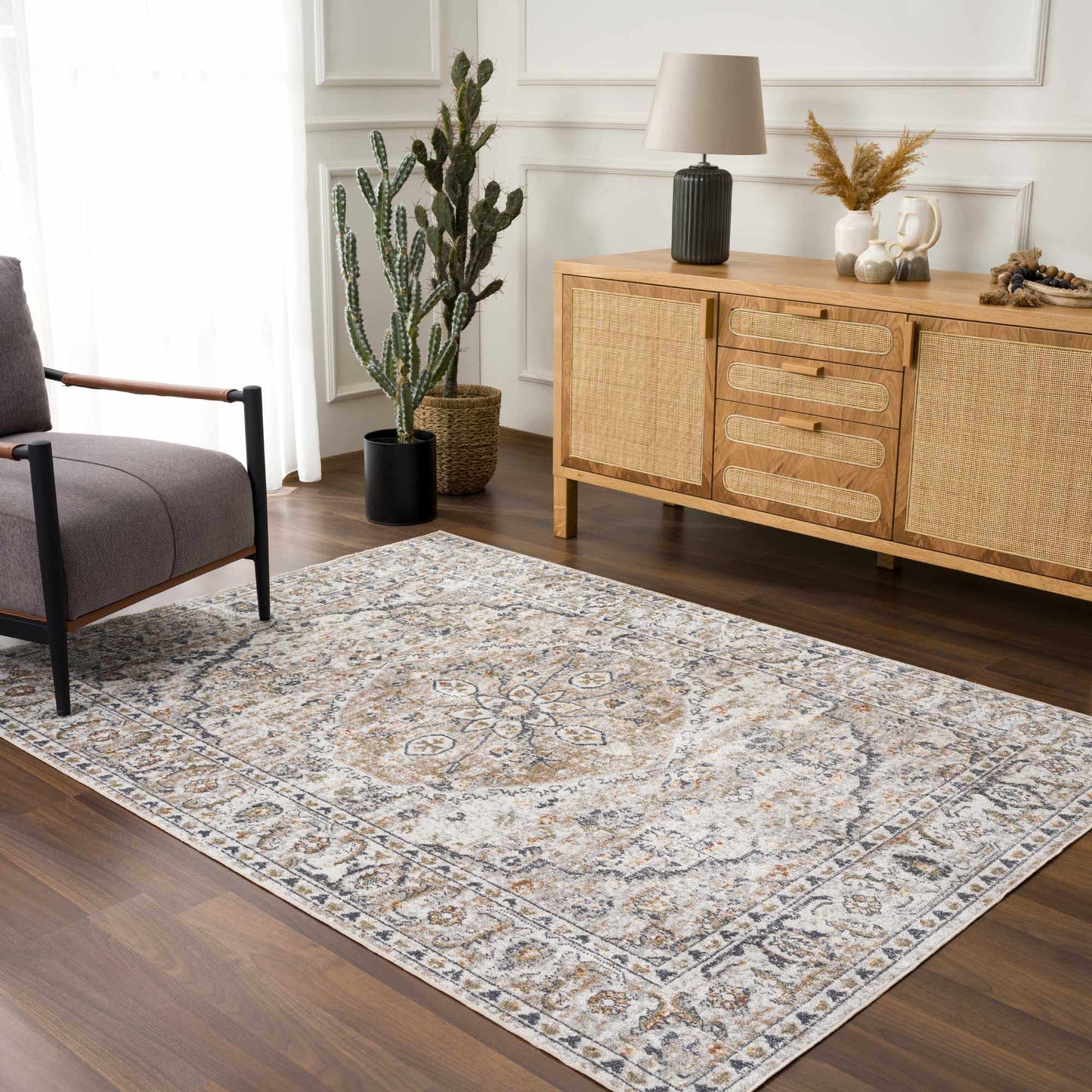 Cream Hiti Washable area rug