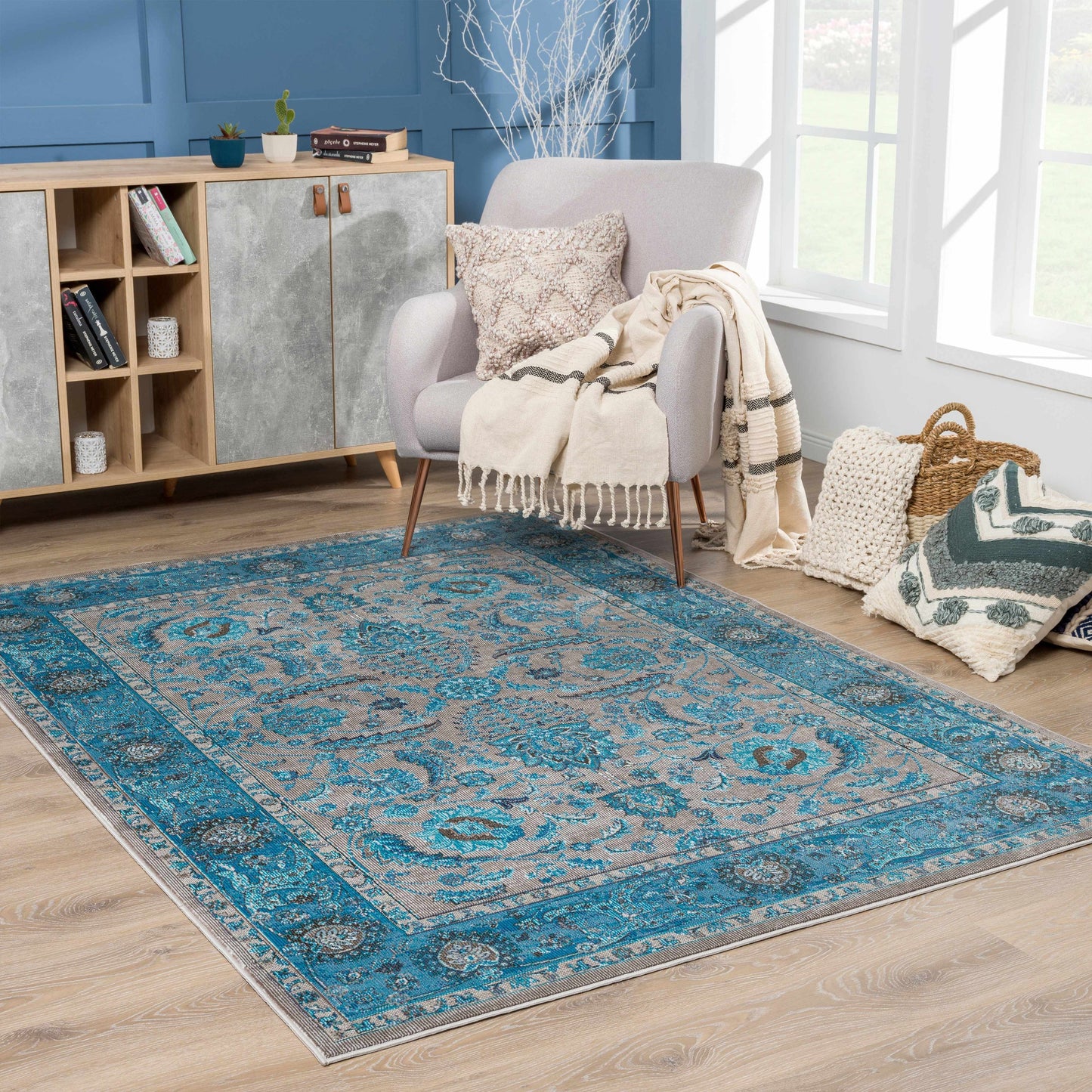 Mardina Turquoise Area Rug - Clearance