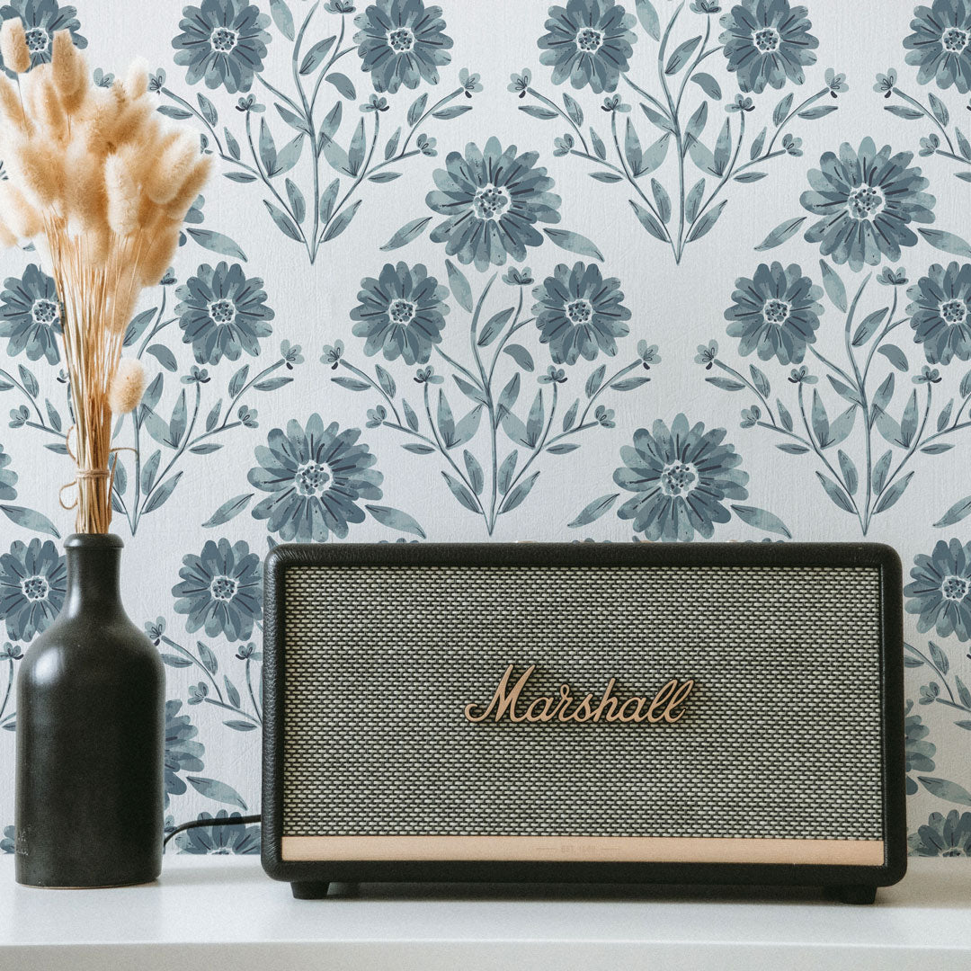 Evening Bouquet Wallpaper (Blue)