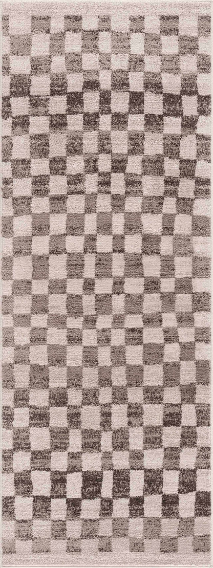 Benjy Beige Checkered Area Rug