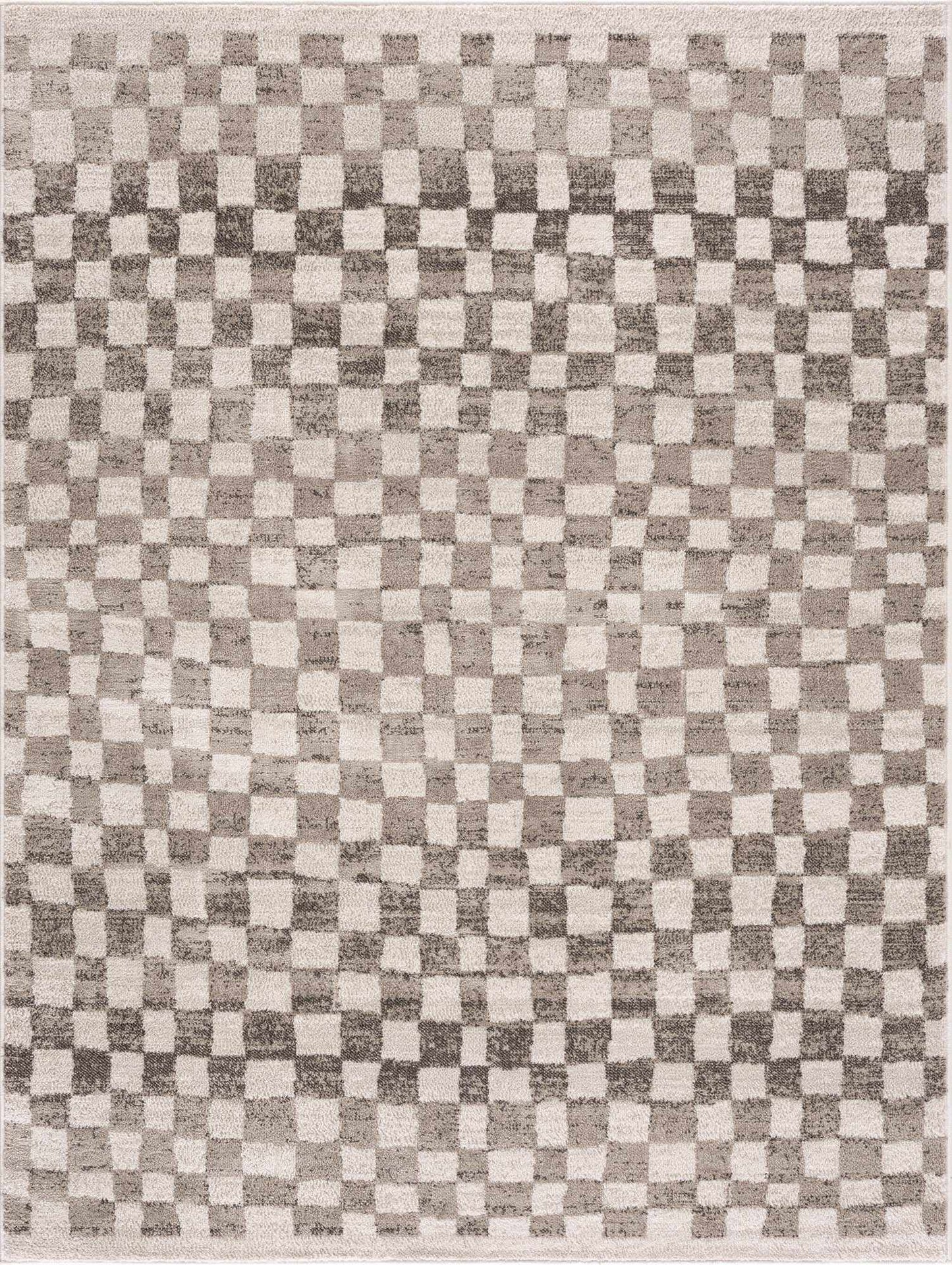 Benjy Beige Checkered Area Rug