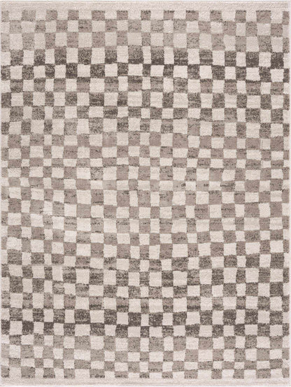 Benjy Beige Checkered Area Rug