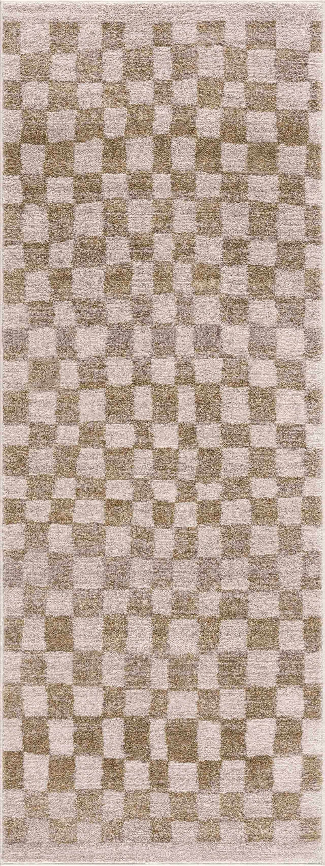 Benjy Cream & Gold Checkered Area Rug