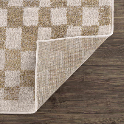 Benjy Cream & Gold Checkered Area Rug