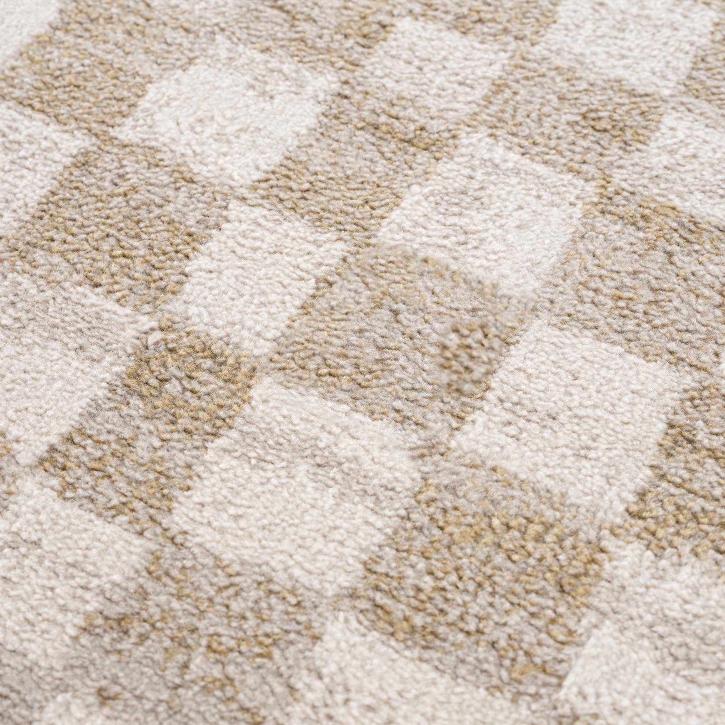 Benjy Cream & Gold Checkered Area Rug