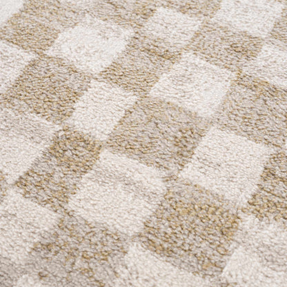 Benjy Cream & Gold Checkered Area Rug