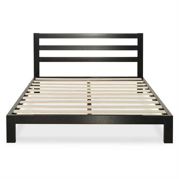 Metal Platform Bed Frame with Upholstered, Wood Slat or Panel Headboard and Trundle