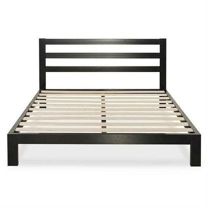 Metal Platform Bed Frame with Upholstered, Wood Slat or Panel Headboard and Trundle