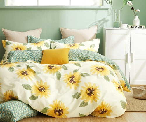 Mia Sunflower 100% Cotton Reversible Comforter Set