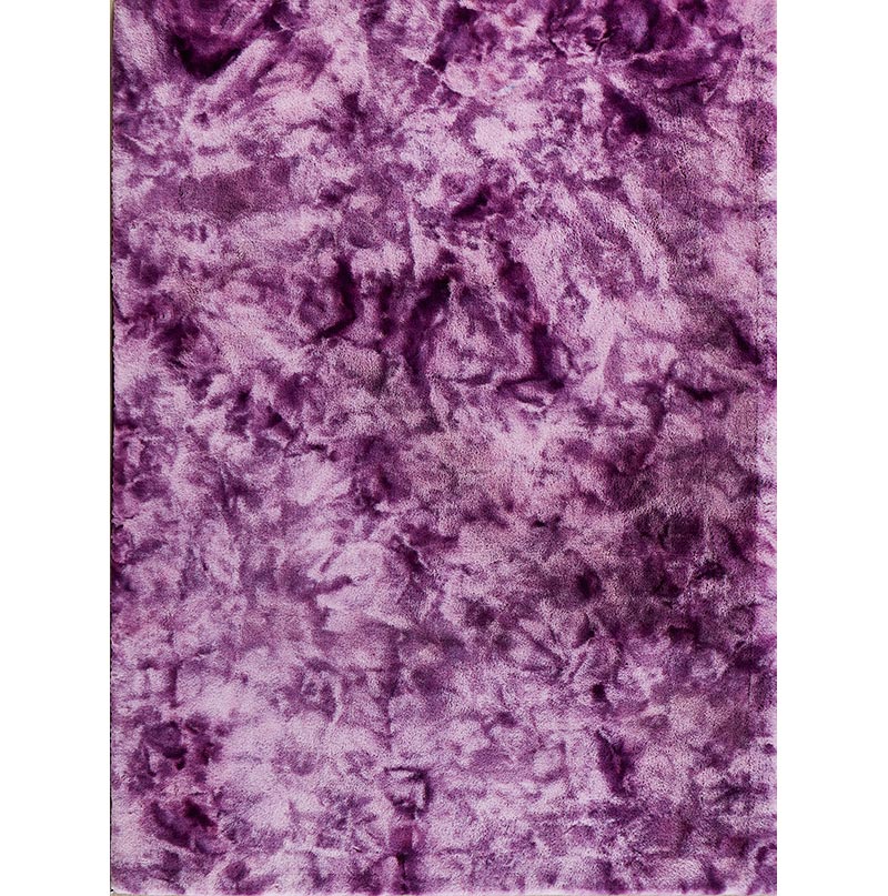 Lily Luxury Purple Tie-Die Chinchilla Faux Fur Area Rug