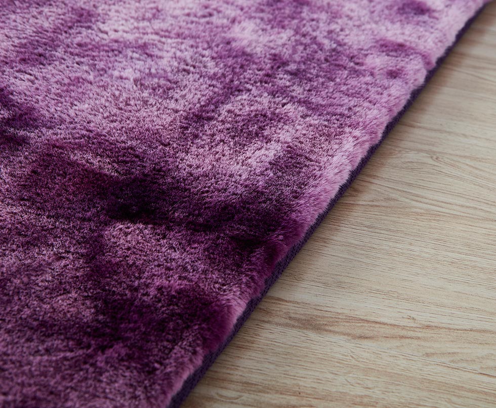 Lily Luxury Purple Tie-Die Chinchilla Faux Fur Area Rug