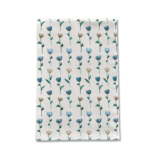 Colorful Ink Flower Tea Towel