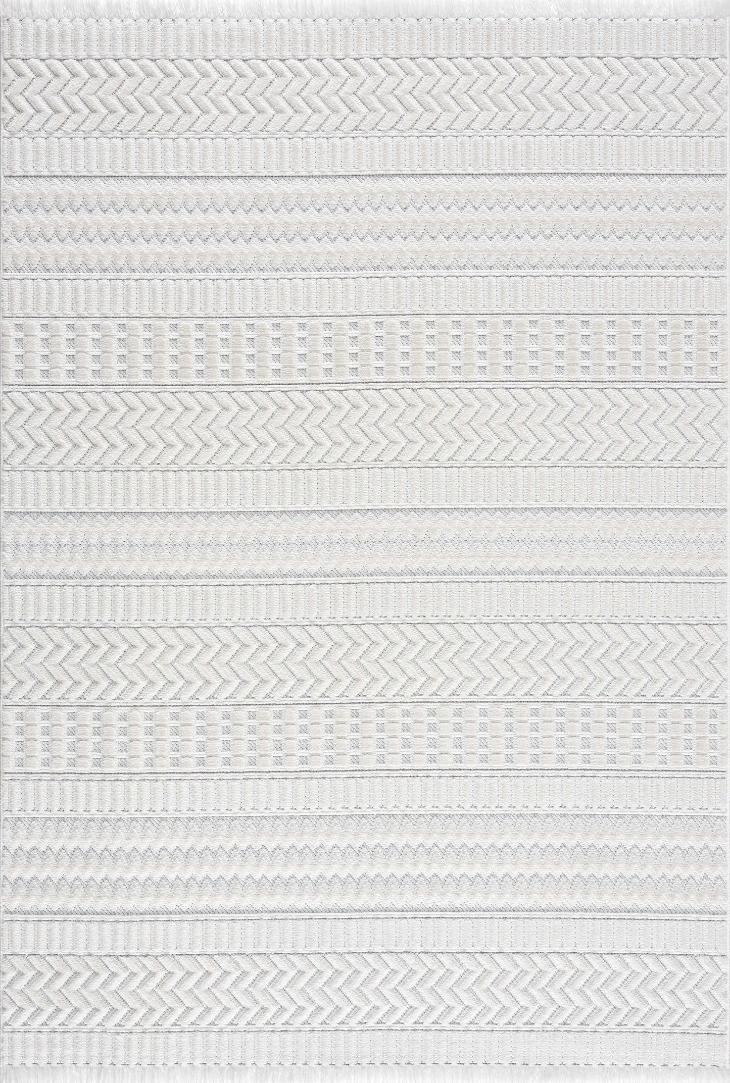 Cira Ivory Textured Area Rug with Fringes