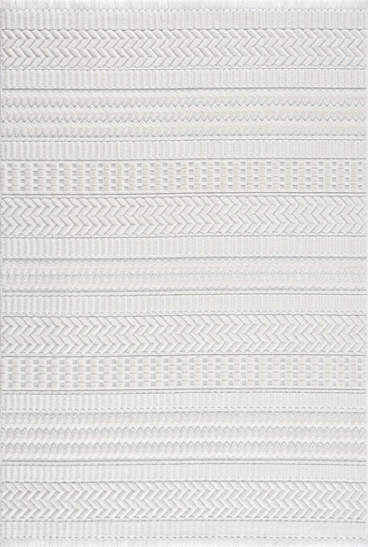 Cira Ivory Textured Area Rug with Fringes