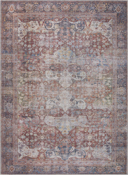 Rust Elki Vintage Medallion Washable Area Carpet - Clearance