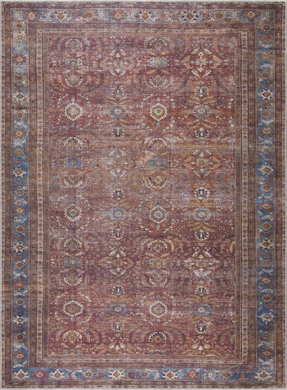 Rust Baki Traditional Washable Area Rug - Clearance