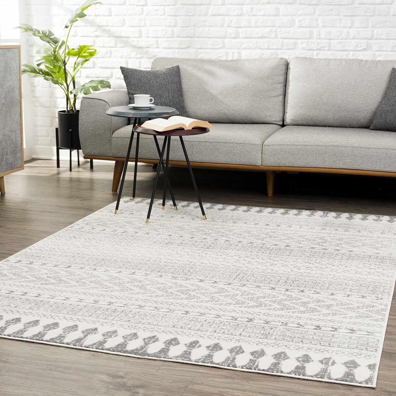 Tigri Aztec Ivory & Gray Area Rug Collection for Living Room and Dining Spaces Home Decor Accent