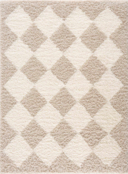 Zahur Cream & Beige Diamond Area Rug