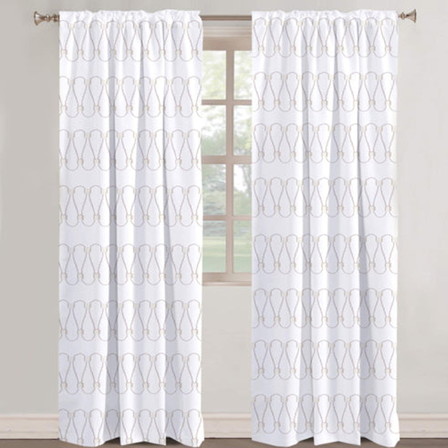 Vivienne - Set of 2 Panels Crewel Embroidered Curtains | Linen Cotton