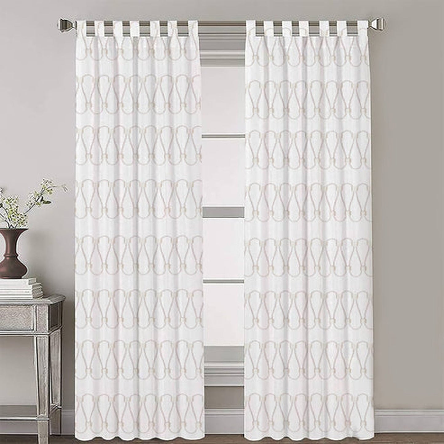 Vivienne - Set of 2 Panels Crewel Embroidered Curtains | Linen Cotton
