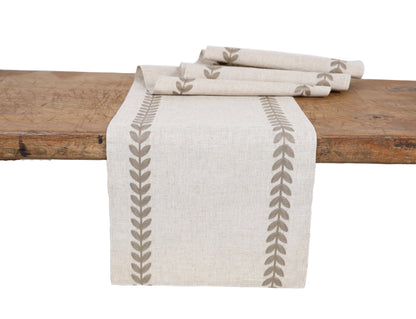 XD19203- Cute Leaves Crewel Embroidered Table Runner