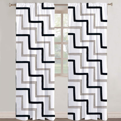 Zenobia - Set of 2 Panels Crewel Embroidered Curtains | Linen Cotton