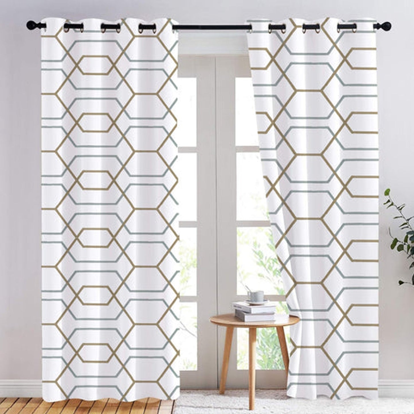 Zoe - Set of 2 Panels Crewel Embroidered Curtains | Linen Cotton Mix |