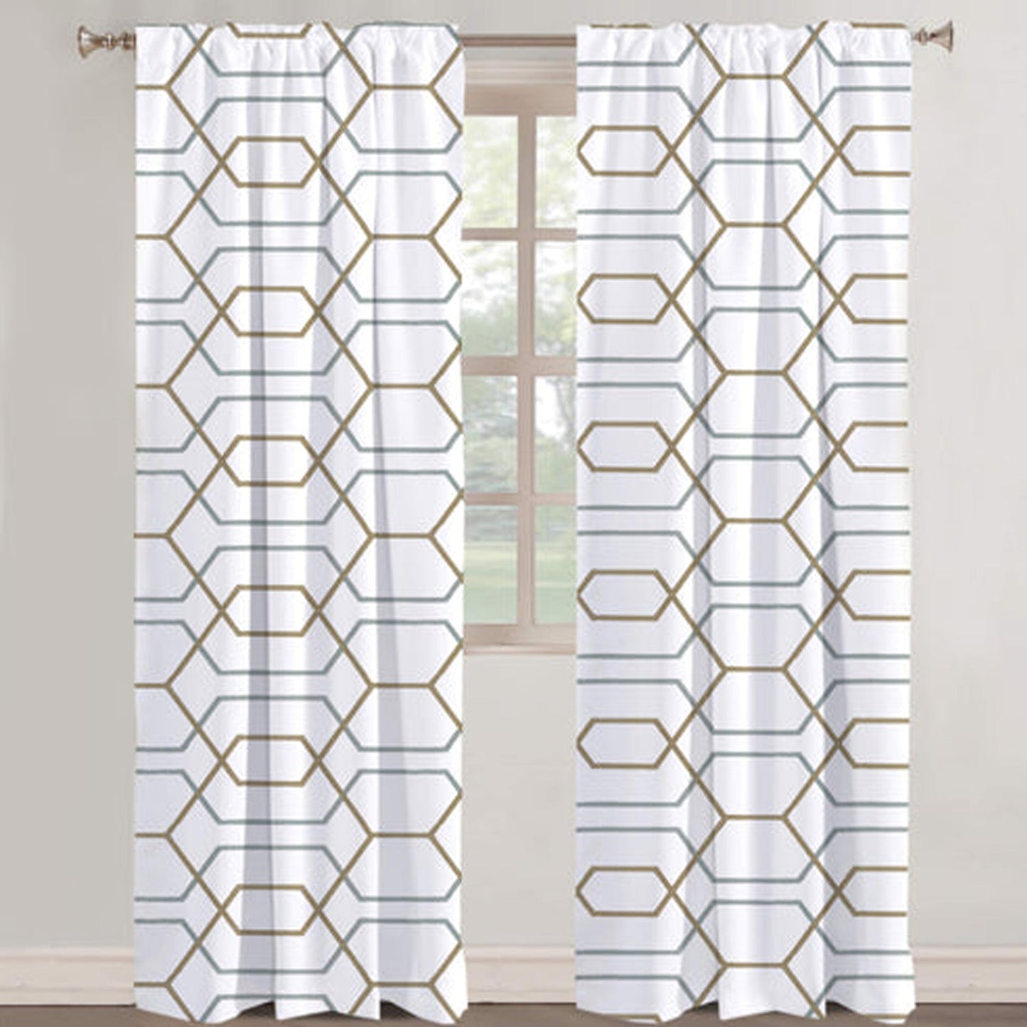 Zoe - Set of 2 Panels Crewel Embroidered Curtains | Linen Cotton Mix |