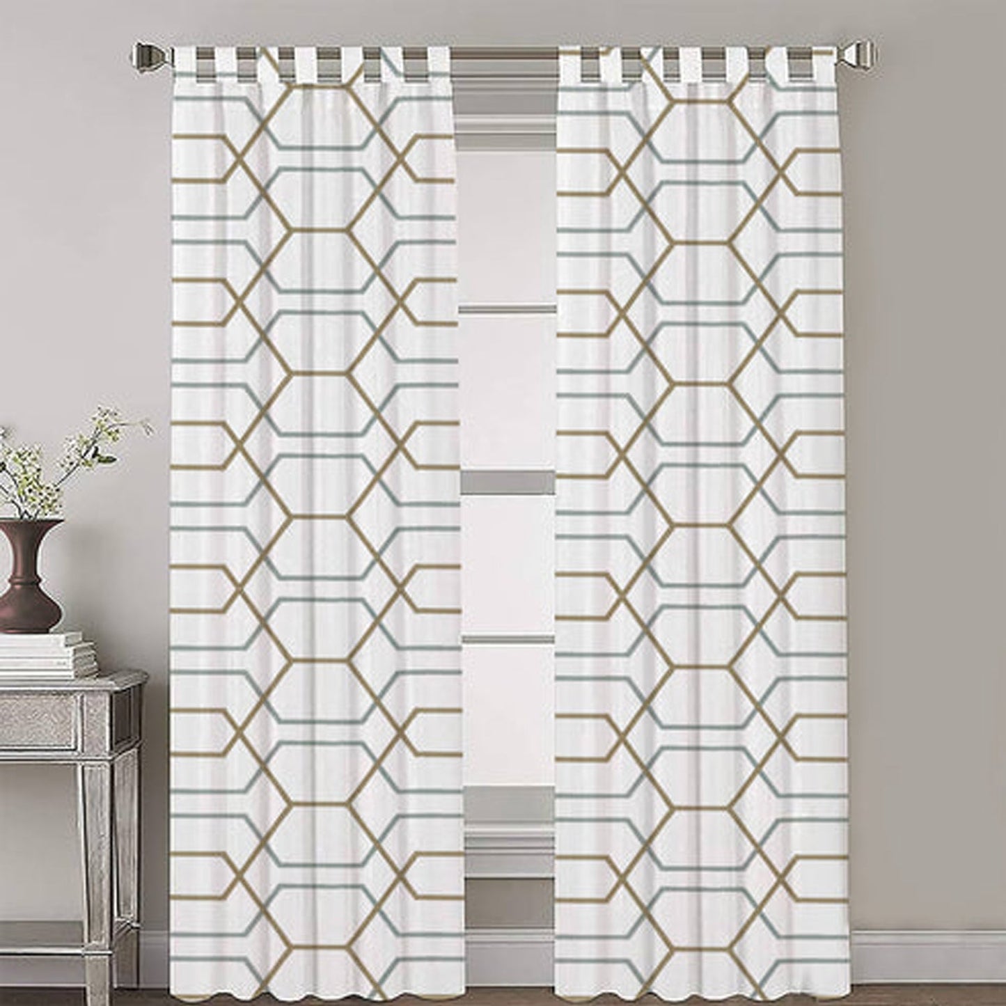 Zoe - Set of 2 Panels Crewel Embroidered Curtains | Linen Cotton Mix |