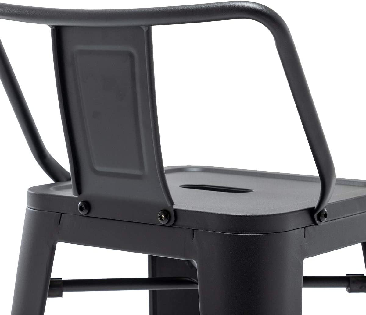 Matte Black Metal Counter Stools Set of 4 - Industrial Style