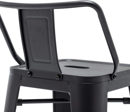 Matte Black Metal Counter Stools Set of 4 - Industrial Style