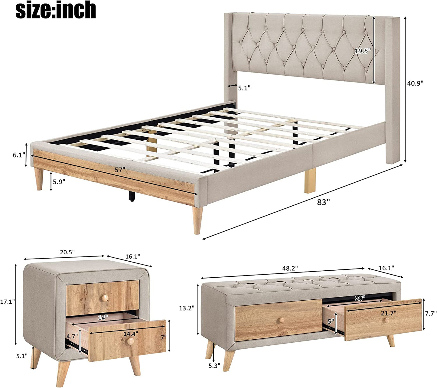 Modern 4-Piece Bedroom Furniture Set