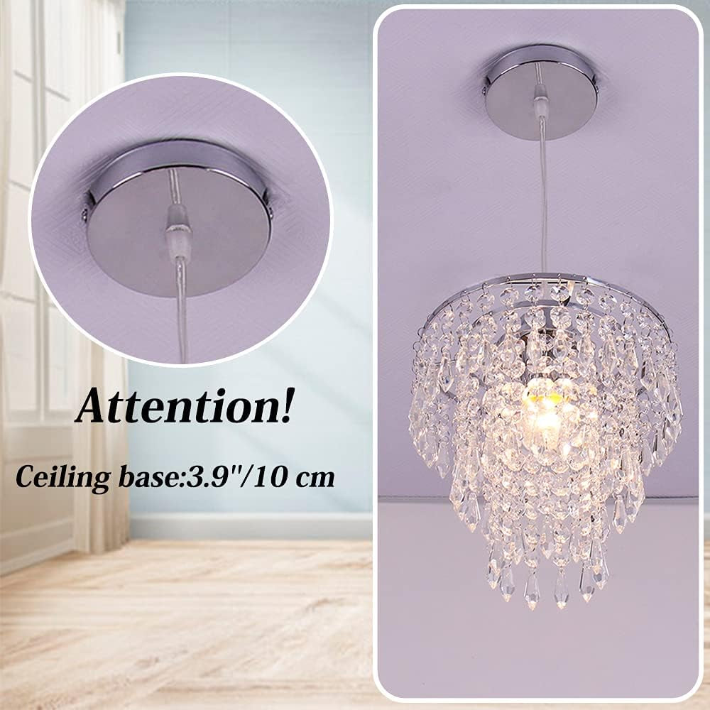 Mini Crystal Chandelier Lighting Fixture Flush Mount Ceiling Light