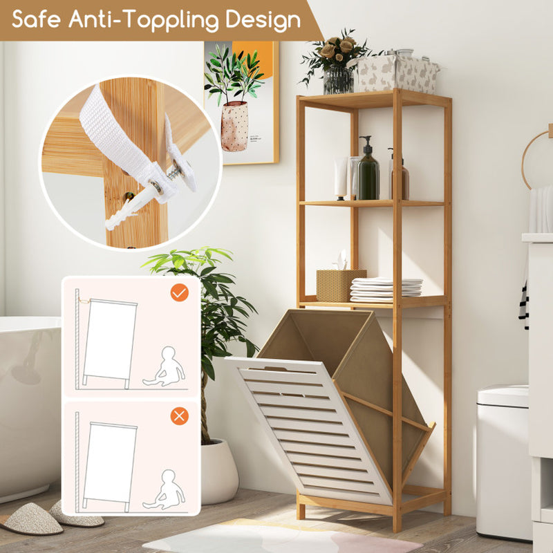 4-Tier Tilt-Out Laundry Hamper with Storage Shelves for Laundry Room