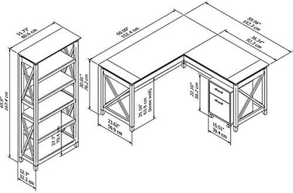 Key West L-Shaped Desk with Mobile File Cabinet for Home Office Workspace