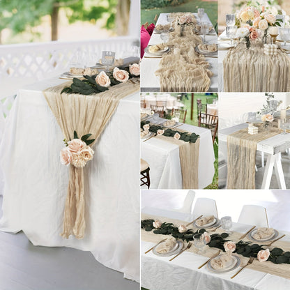 Boho Chic Solid Cheesecloth Table Runner for Events