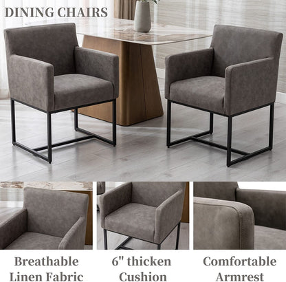 Set of 4 Upholstered Armchairs, Grey