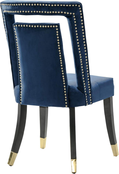 Elsie Dining Side Chair Velvet Upholstered Nailhead Trim Seat Espresso